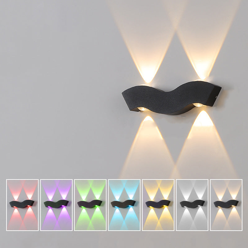 Lámpara de aplique LED geométrica de aluminio impermeable de diseño moderno y simple para patio exterior