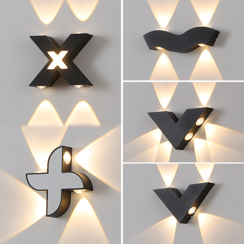 Lámpara de aplique LED geométrica de aluminio impermeable de diseño moderno y simple para patio exterior