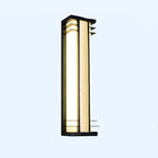 Traditional Chinese Solar Waterproof Stainless Steel Acrylic Rectangular Motion Sensor LED Wall Sconce Lamp For Outdoor Patio