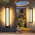 Traditional Chinese Solar Waterproof Stainless Steel Acrylic Rectangular Motion Sensor LED Wall Sconce Lamp For Outdoor Patio