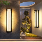 Traditional Chinese Solar Waterproof Stainless Steel Acrylic Rectangular Motion Sensor LED Wall Sconce Lamp For Outdoor Patio