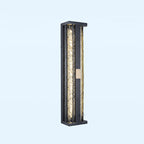 Traditional Luxury Solar Waterproof Stainless Steel Acrylic Copper Rectangular Ripple Motion Sensor LED Wall Sconce Lamp For Outdoor Patio