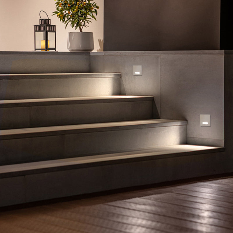 Lámpara de Pared Empotrada Cuadrada LED Moderna Minimalista Impermeable de Aleación de Aluminio y Acero para Pasillo
