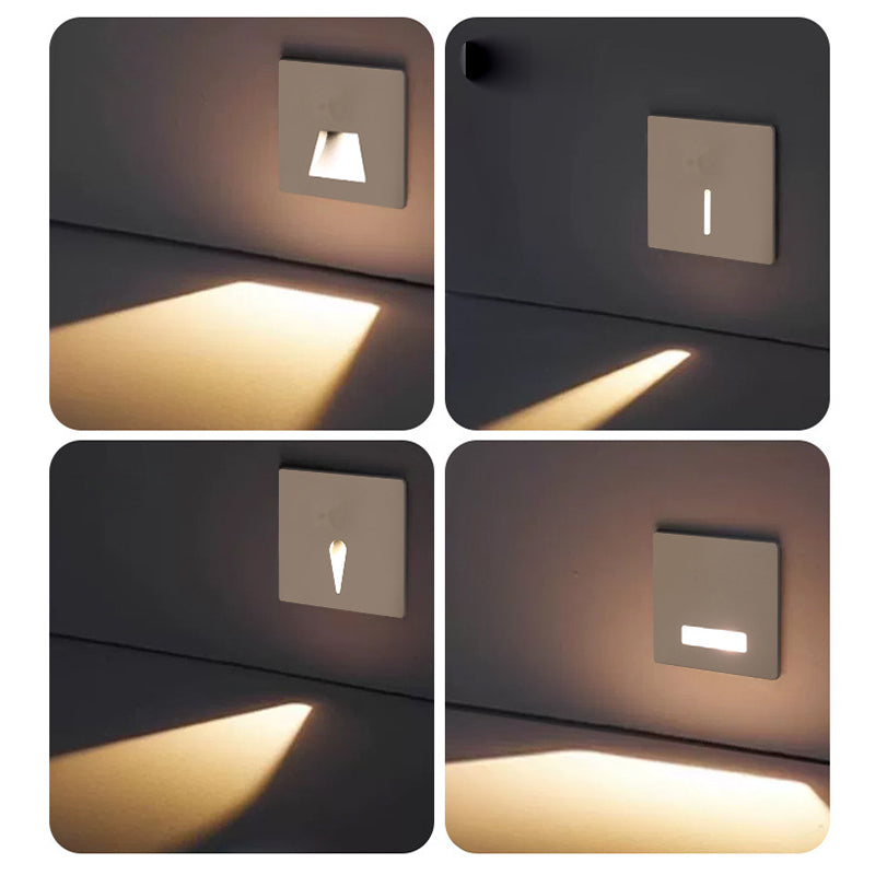 Lámpara de Pared Empotrada Cuadrada LED Moderna Minimalista Impermeable de Aleación de Aluminio y Acero para Pasillo