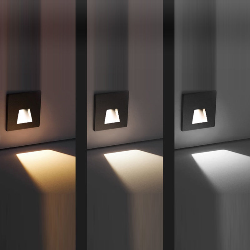 Lámpara de Pared Empotrada Cuadrada LED Moderna Minimalista Impermeable de Aleación de Aluminio y Acero para Pasillo