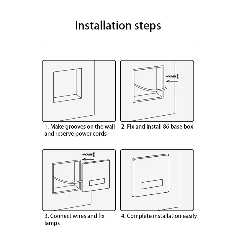 Lámpara de Pared Empotrada Cuadrada LED Moderna Minimalista Impermeable de Aleación de Aluminio y Acero para Pasillo