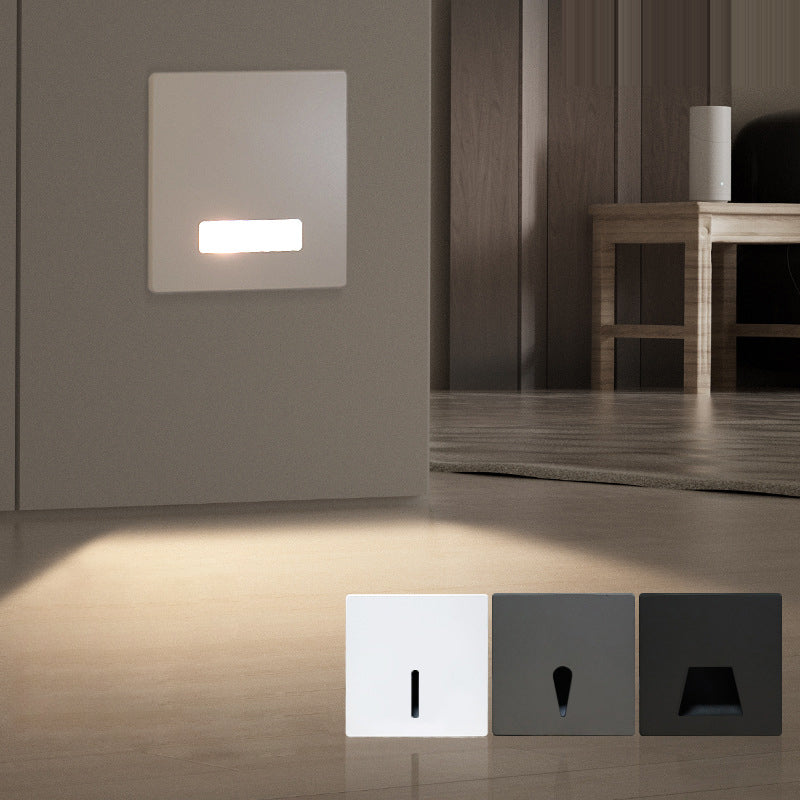 Lámpara de Pared Empotrada Cuadrada LED Moderna Minimalista Impermeable de Aleación de Aluminio y Acero para Pasillo