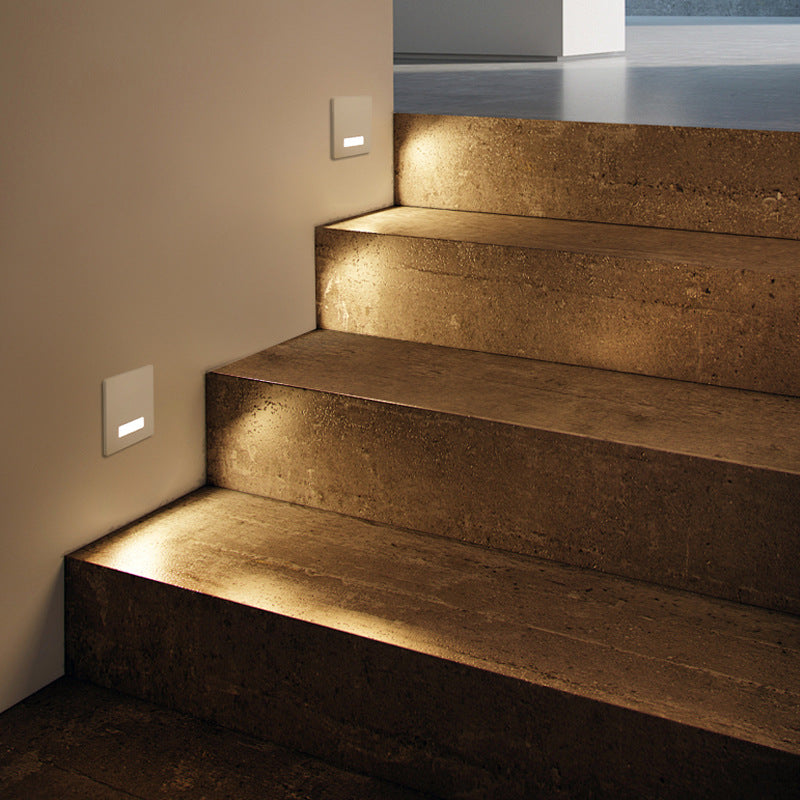 Lámpara de Pared Empotrada Cuadrada LED Moderna Minimalista Impermeable de Aleación de Aluminio y Acero para Pasillo