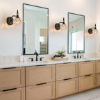Lámpara de pared/vanity contemporánea retro de hierro y cristal, redonda con pétalos, de 1/2/3/4 luces, para baño