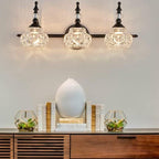Lámpara de pared/vanity contemporánea retro de hierro y cristal, redonda con pétalos, de 1/2/3/4 luces, para baño