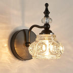 Lámpara de pared/vanity contemporánea retro de hierro y cristal, redonda con pétalos, de 1/2/3/4 luces, para baño