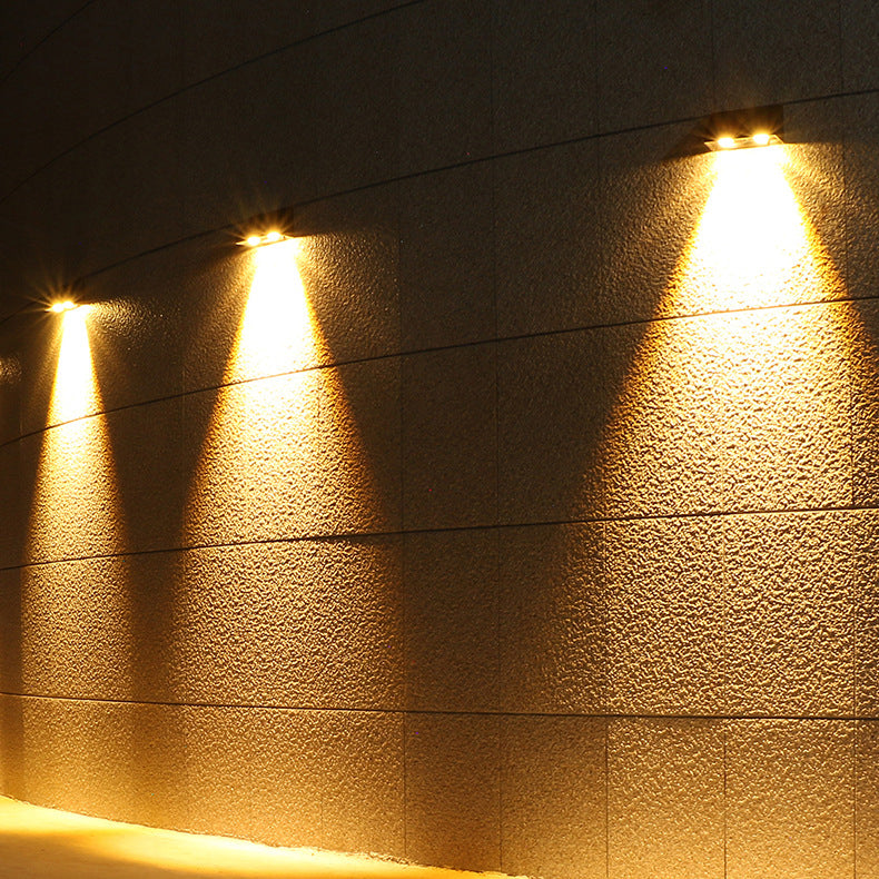 Lámpara LED de pared rectangular para patio exterior, impermeable, con energía solar, de ABS y PMMA, estilo moderno y sencillo
