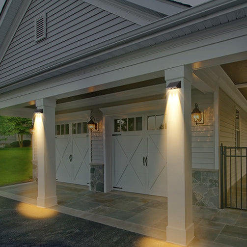 Lámpara LED de pared rectangular para patio exterior, impermeable, con energía solar, de ABS y PMMA, estilo moderno y sencillo