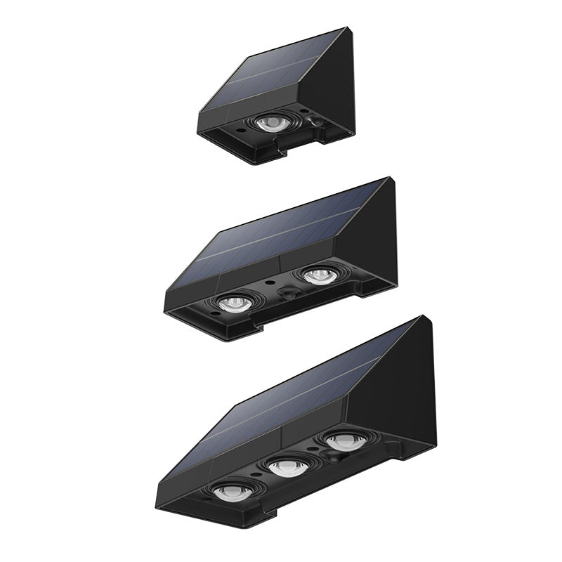Lámpara LED de pared rectangular para patio exterior, impermeable, con energía solar, de ABS y PMMA, estilo moderno y sencillo