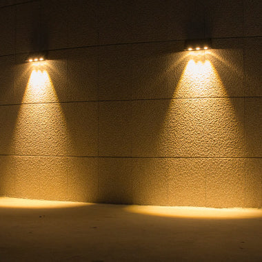 Lámpara LED de pared rectangular para patio exterior, impermeable, con energía solar, de ABS y PMMA, estilo moderno y sencillo