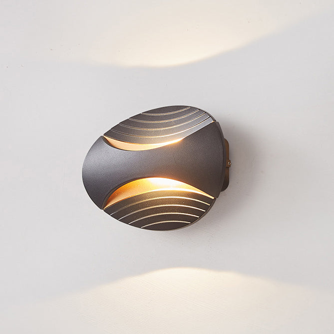 Lámpara de aplique de pared LED elíptica a rayas de aluminio, impermeable, de diseño simple y moderno para patio exterior