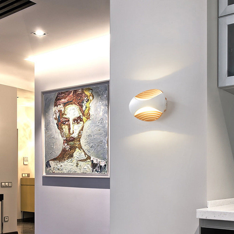 Lámpara de aplique de pared LED elíptica a rayas de aluminio, impermeable, de diseño simple y moderno para patio exterior