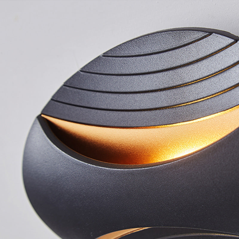 Lámpara de aplique de pared LED elíptica a rayas de aluminio, impermeable, de diseño simple y moderno para patio exterior