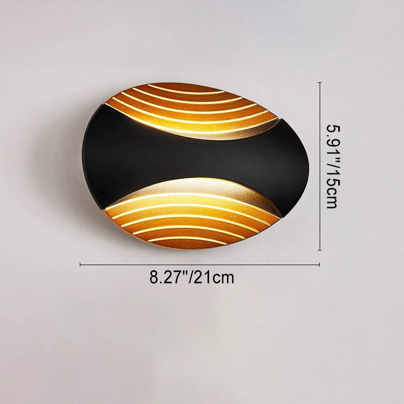 Lámpara de aplique de pared LED elíptica a rayas de aluminio, impermeable, de diseño simple y moderno para patio exterior
