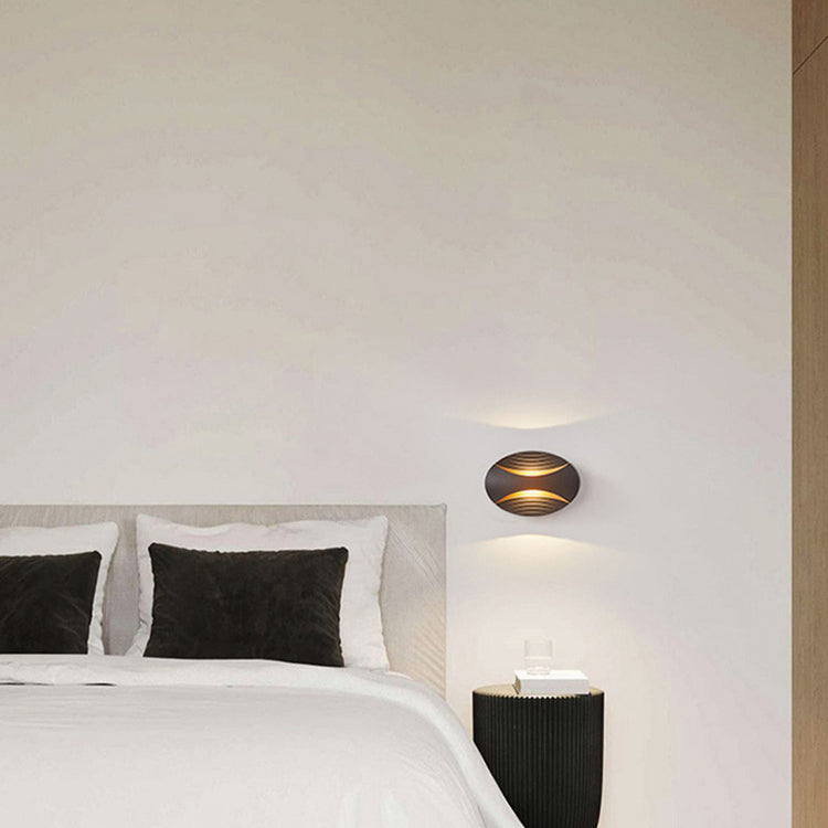 Lámpara de aplique de pared LED elíptica a rayas de aluminio, impermeable, de diseño simple y moderno para patio exterior