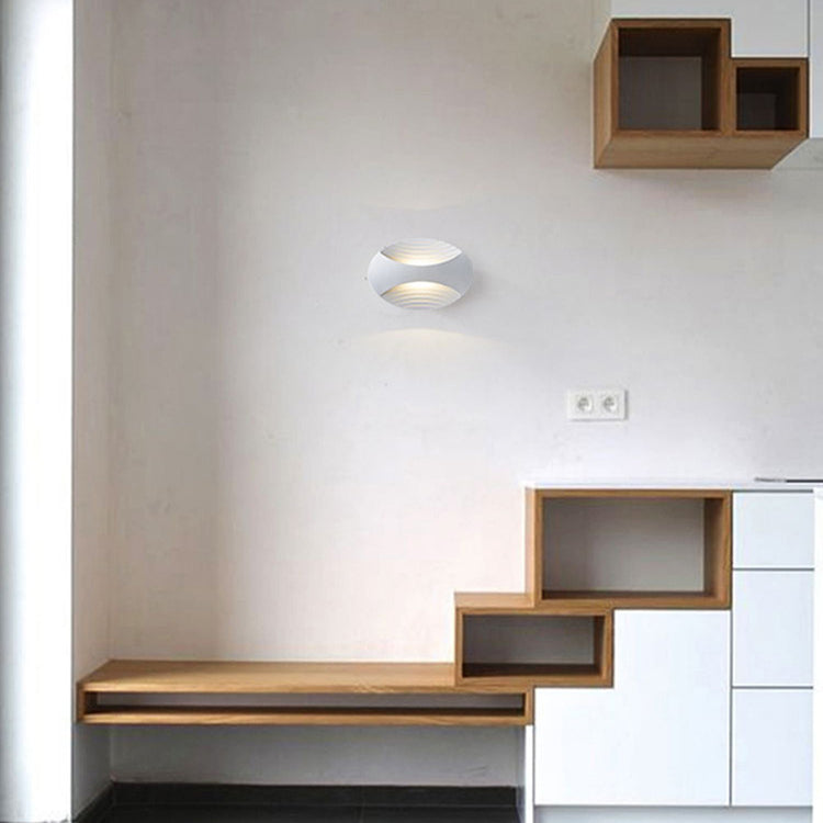 Lámpara de aplique de pared LED elíptica a rayas de aluminio, impermeable, de diseño simple y moderno para patio exterior