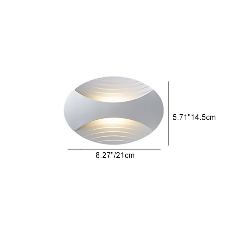 Lámpara de aplique de pared LED elíptica a rayas de aluminio, impermeable, de diseño simple y moderno para patio exterior