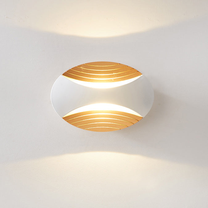 Lámpara de aplique de pared LED elíptica a rayas de aluminio, impermeable, de diseño simple y moderno para patio exterior