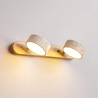 Biophilic Organic Natural Wood & Stone Bathroom Vanity Light LED Travertine Wall Sconce