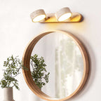 Biophilic Organic Natural Wood & Stone Bathroom Vanity Light LED Travertine Wall Sconce