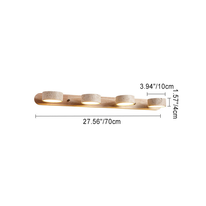Biophilic Organic Natural Wood & Stone Bathroom Vanity Light LED Travertine Wall Sconce