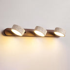 Biophilic Organic Natural Wood & Stone Bathroom Vanity Light LED Travertine Wall Sconce
