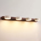 Biophilic Organic Natural Wood & Stone Bathroom Vanity Light LED Travertine Wall Sconce