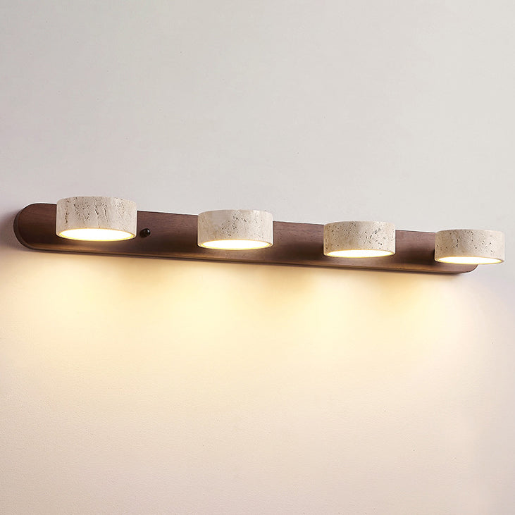 Biophilic Organic Natural Wood & Stone Bathroom Vanity Light LED Travertine Wall Sconce