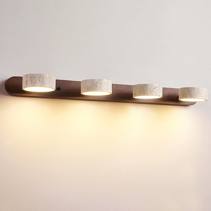 Biophilic Organic Natural Wood & Stone Bathroom Vanity Light LED Travertine Wall Sconce