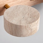 Biophilic Organic Natural Wood & Stone Bathroom Vanity Light LED Travertine Wall Sconce