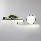 Modern Art Deco Solar Waterproof Aluminum PVC Painting Pine Tree Circle LED Wall Sconce Lamp For Outdoor Patio