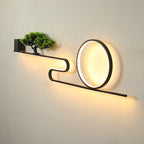 Modern Art Deco Solar Waterproof Aluminum PVC Painting Pine Tree Circle LED Wall Sconce Lamp For Outdoor Patio