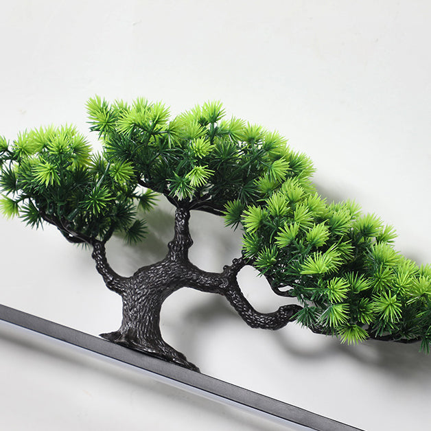Modern Art Deco Solar Waterproof Aluminum PVC Painting Pine Tree Circle LED Wall Sconce Lamp For Outdoor Patio