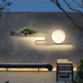 Modern Art Deco Solar Waterproof Aluminum PVC Painting Pine Tree Circle LED Wall Sconce Lamp For Outdoor Patio