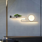 Modern Art Deco Solar Waterproof Aluminum PVC Painting Pine Tree Circle LED Wall Sconce Lamp For Outdoor Patio