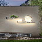 Modern Art Deco Solar Waterproof Aluminum PVC Painting Pine Tree Circle LED Wall Sconce Lamp For Outdoor Patio