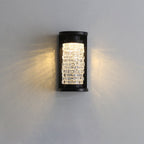 Lámpara de pared LED cilíndrica de lujo moderno impermeable de acero inoxidable con imitación de cristal acrílico para patio exterior