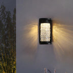 Lámpara de pared LED cilíndrica de lujo moderno impermeable de acero inoxidable con imitación de cristal acrílico para patio exterior