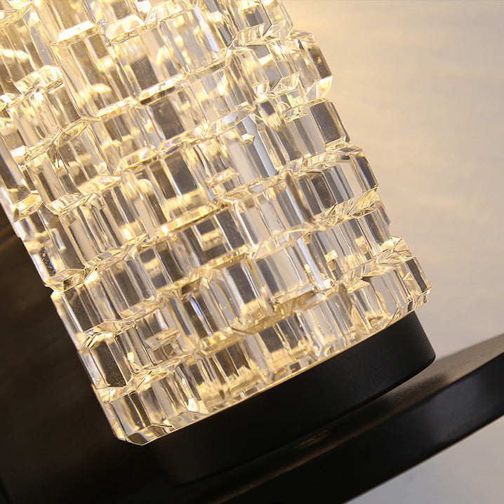 Lámpara de pared LED cilíndrica de lujo moderno impermeable de acero inoxidable con imitación de cristal acrílico para patio exterior