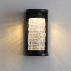 Lámpara de pared LED cilíndrica de lujo moderno impermeable de acero inoxidable con imitación de cristal acrílico para patio exterior
