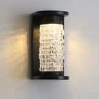 Lámpara de pared LED cilíndrica de lujo moderno impermeable de acero inoxidable con imitación de cristal acrílico para patio exterior
