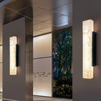 Traditional Chinese Waterproof Imitation Marble Stainless Steel Rectangular LED Wall Sconce Lamp For Outdoor Patio