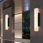 Traditional Chinese Waterproof Imitation Marble Stainless Steel Rectangular LED Wall Sconce Lamp For Outdoor Patio