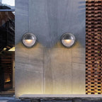 Lámpara aplique de pared redonda esmerilada de 1 luz, de cristal y aluminio, resistente al agua, estilo industrial contemporáneo, para patio exterior