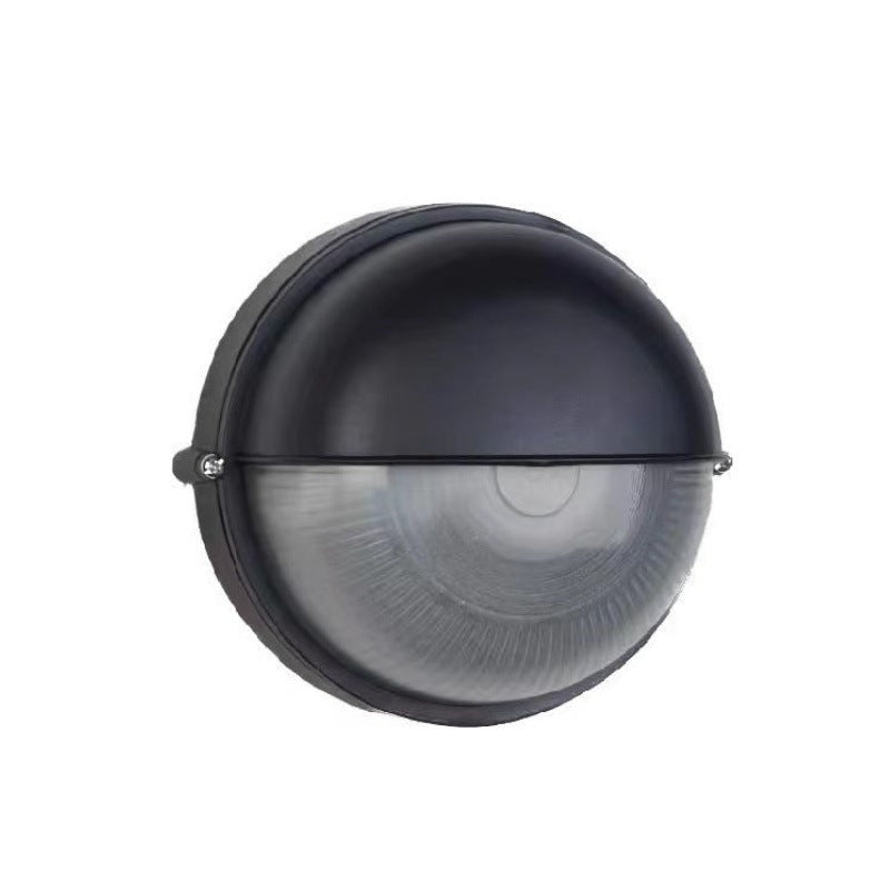 Lámpara aplique de pared redonda esmerilada de 1 luz, de cristal y aluminio, resistente al agua, estilo industrial contemporáneo, para patio exterior